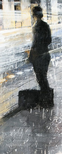 In bezit van Kunstuitleen Delft.
150cm x 55 cm. 
Should I stay of Should I go.