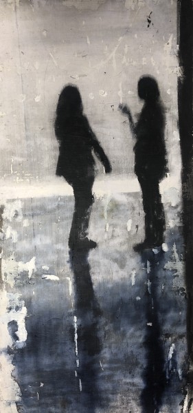 Aligning 2. Mixed media op doek.  45 cm. x 88 cm.